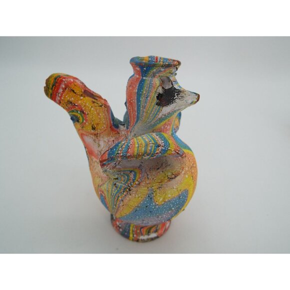 Multicolor Marbled Chicken Rooster Clay Whistle Figurines Folk Art Set of 3 - Picture 8 of 16
